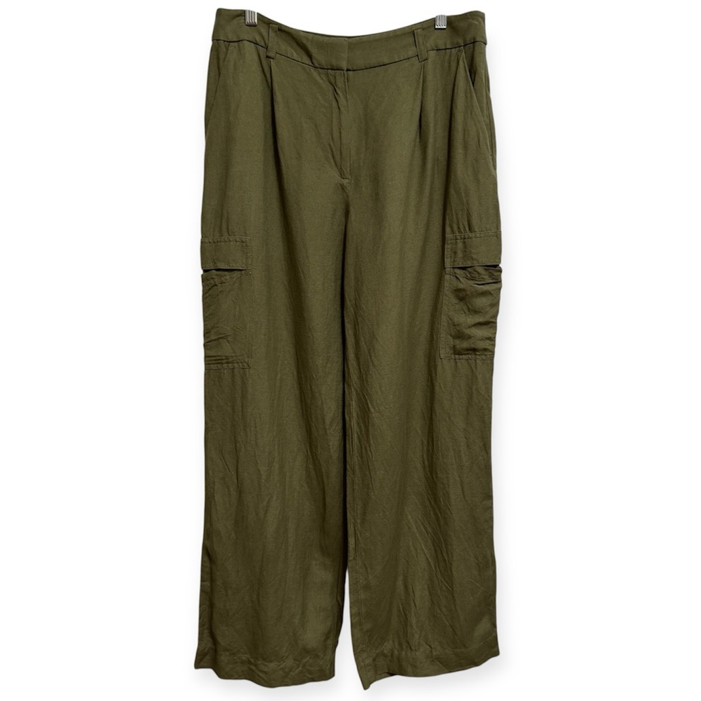 Loft Linen Blend Drapey Cargo Wide Leg Pants 2025 Size 8